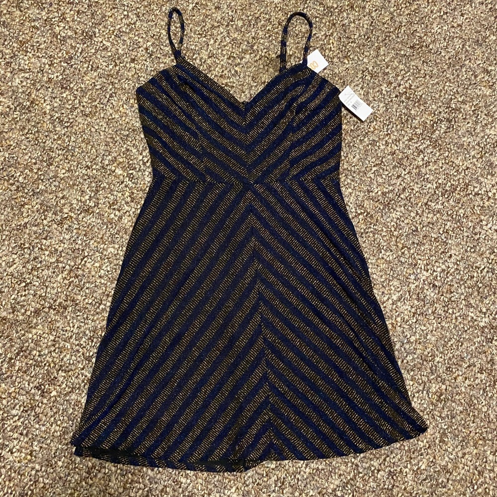 Cosmopolitan- Gold & Blue Glitter Dress